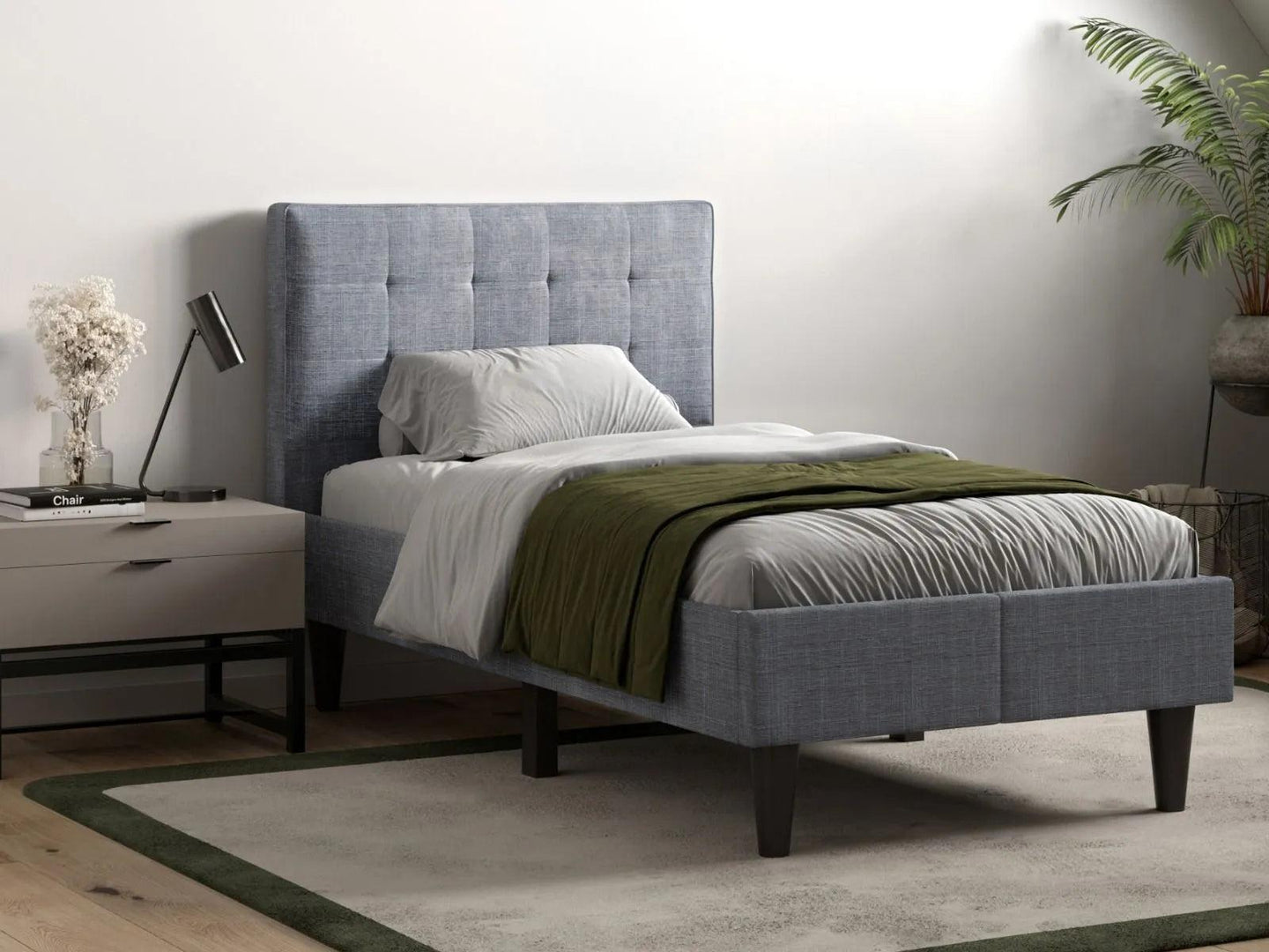 Perth Grey Linen Fabric Bed
